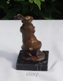 Statue Sculpture Rabbit Hare Animal Style Art Deco Style Art Nouveau Bronze
