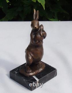 Statue Sculpture Rabbit Hare Animal Style Art Deco Style Art Nouveau Bronze