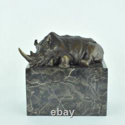 Statue Sculpture Rhinoceros Animal Style Art Deco Style Art Nouveau Bronze