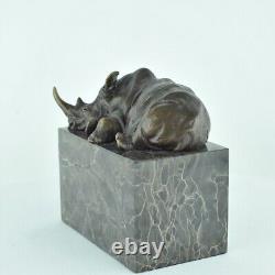 Statue Sculpture Rhinoceros Animal Style Art Deco Style Art Nouveau Bronze