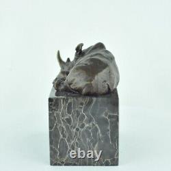 Statue Sculpture Rhinoceros Animal Style Art Deco Style Art Nouveau Bronze