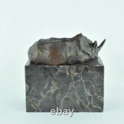 Statue Sculpture Rhinoceros Animal Style Art Deco Style Art Nouveau Bronze