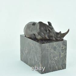 Statue Sculpture Rhinoceros Animal Style Art Deco Style Art Nouveau Bronze