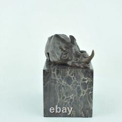 Statue Sculpture Rhinoceros Animal Style Art Deco Style Art Nouveau Bronze