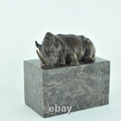 Statue Sculpture Rhinoceros Animal Style Art Deco Style Art Nouveau Bronze