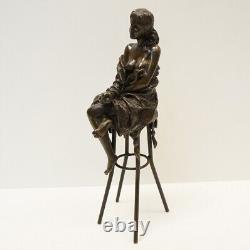 Statue Sculpture Sexy Girl Art Deco Style Art Nouveau Solid Bronze