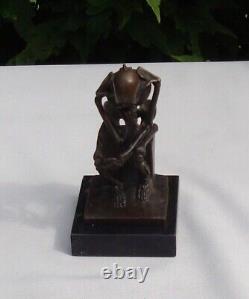 Statue Sculpture The Thinker Skeleton Art Deco Style Art Nouveau Bronze Material