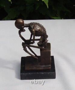 Statue Sculpture The Thinker Skeleton Art Deco Style Art Nouveau Bronze Material