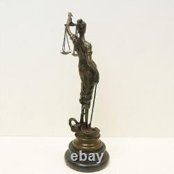 Statue Sculpture of Justice Themis in Art Deco Style Art Nouveau Bronze Massi