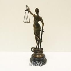 Statue Sculpture of Justice Themis in Art Deco Style Art Nouveau Bronze Massi