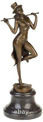 Statue Woman Dancer Erotic Bronze Art Sculpture Figure 35cm