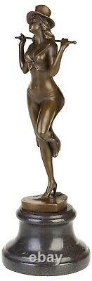 Statue Woman Dancer Erotic Bronze Art Sculpture Figure 35cm