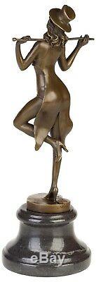 Statue Woman Dancer Eroticism Bronze Art Sculpture Figurine 35cm