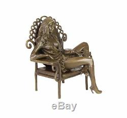 Statue Young Woman Eroticism Bronze Art Sculpture Figurine 21cm