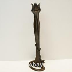 Statue sculpture candlestick Art Deco Style Art Nouveau Solid Bronze Sign