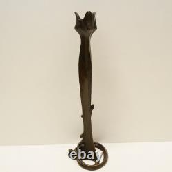 Statue sculpture candlestick Art Deco style Art Nouveau solid bronze sign