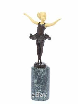 Statuette Of Young Ballerina After Ferdinand Preiss Art Deco Style -bronze
