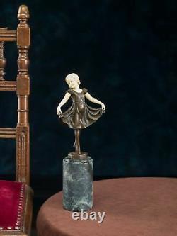 Statuette Of Young Ballerina After Ferdinand Preiss Style Art Deco Bronze