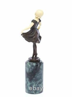 Statuette Of Young Ballerina After Ferdinand Preiss Style Art Deco Bronze
