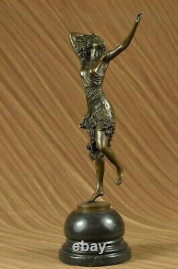 Stunning Art Deco Solid Bronze Dancer After Colinet Sculpture Marble Figure