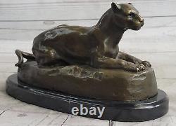 Superb Art Deco 100% Large Bronze Puma/ Leopard/ Jaguar/ Big Cat Sculpture
