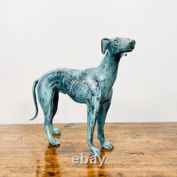 Superb Art Deco Bronze Sculpture of a Standing Greyhound with Green Patina Circa 1930