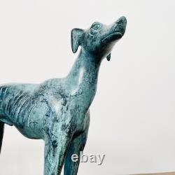 Superb Art Deco Bronze Sculpture of a Standing Greyhound with Green Patina Circa 1930