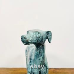 Superb Art Deco Bronze Sculpture of a Standing Greyhound with Green Patina Circa 1930