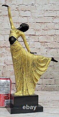 Superb Art Deco Dancer Figurine Signed Dancer Bronze Sculpture Handmade