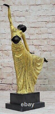 Superb Art Deco Dancer Figurine Signed Dancer Bronze Sculpture Handmade