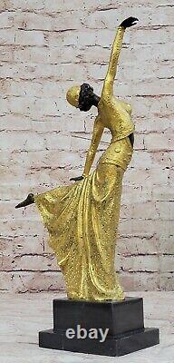 Superb Art Deco Dancer Figurine Signed Dancer Bronze Sculpture Handmade