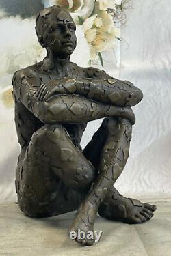 Superb Art Deco Male, Bronze Statue Dali Marble Base Sculpture Bronze