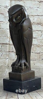 Superb Art Deco Owl, Bronze Statue Dali Marble Base Sculpture Statue