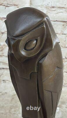Superb Art Deco Owl, Bronze Statue Dali Marble Base Sculpture Statue