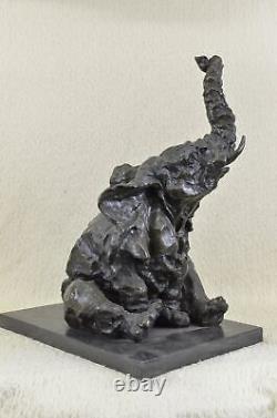 Superb Bronze Elephant Figurine Sculpture Statue African Art Signed Bugatti