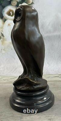 The Art Deco Owl, Beautiful Bronze Statue Sculpture on Real Marble