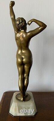 The Awakening, Bronze Sculpture On An Art Deco Onyx Base