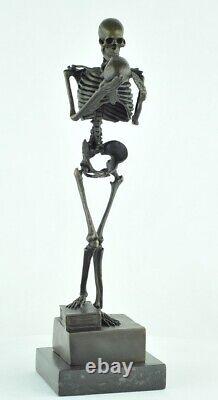 The Thinker Skeleton Statue Sculpture in Art Deco Style and Art Nouveau Bronze