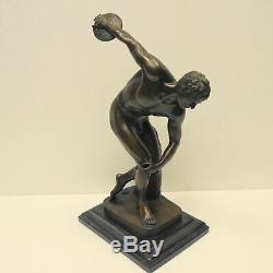 Thrower Statue Sculpture Nude Art Deco Style Art Nouveau Bronze Massive Sig