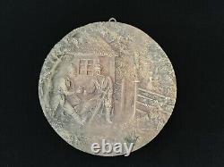 Translate this title in English: European Antique Art Nouveau Bronze Relief Wall Plaque Sculpture Artwork from Poland.