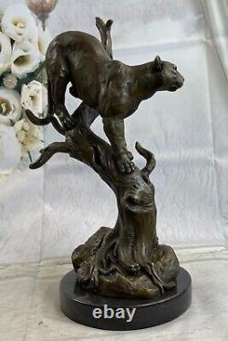 Translate this title in English: Grand Bronze Sculpture Lion Panther Tiger Puma Cougar Big Cat Statue Art