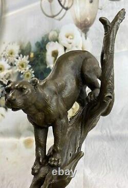Translate this title in English: Grand Bronze Sculpture Lion Panther Tiger Puma Cougar Big Cat Statue Art