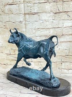 Translate this title in English: 'Large Green Patina Bull Bronze Marble Base Modern Abstract Sculpture Art'