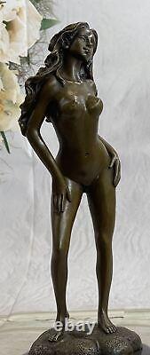 Translation: 'Western Art Deco Nude Woman Girl Signed Bronze Cast Statue Gift'