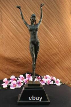 True Bronze Art Deco Woman Dancer Statue Erotic Chair Sculpture Star