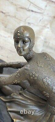 True Grand Art Deco Dancer Dimitri Bronze Sculpture Signed Figure