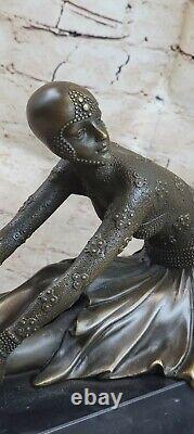 True Grand Art Deco Dancer Dimitri Bronze Sculpture Signed Figure
