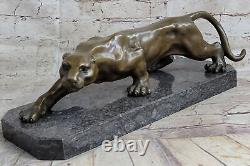 Unique Art Deco Panther Walking Bronze Sculpture Cubism Statue By Décor Nr