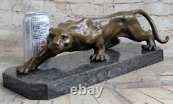 Unique Art Deco Panther Walking Bronze Sculpture Cubism Statue By Décor Nr