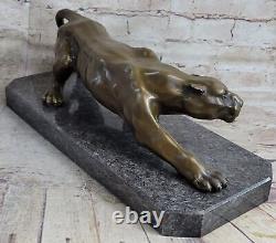 Unique Art Deco Panther Walking Bronze Sculpture Cubism Statue By Décor Nr